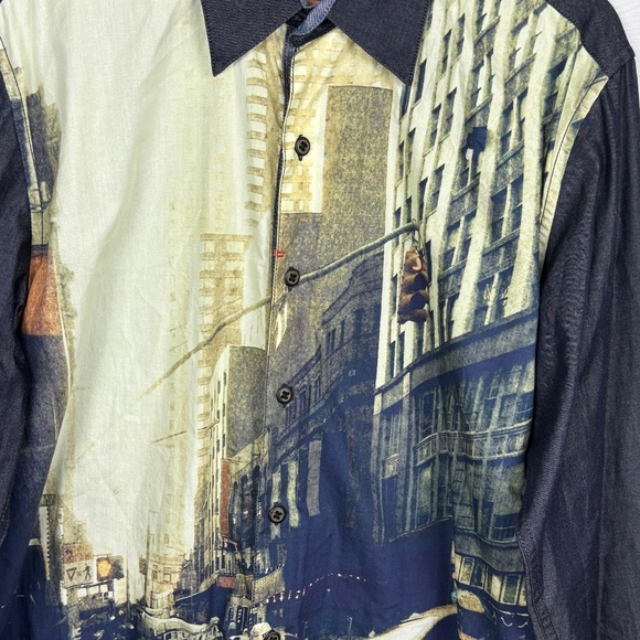 Robert Graham Men Long Sleeve Button Shirt Sz L Art Flip Cuff Party City Graphic - Picture 3 of 15